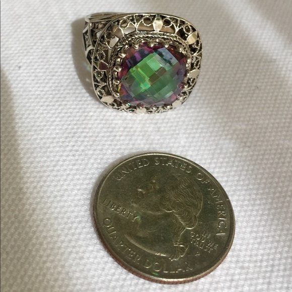 Genuine Mystic Topaz sterling silver ring - Picture 3 of 7
